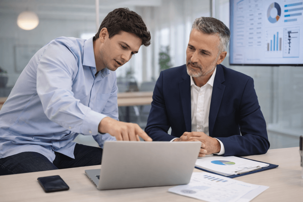 Discussion professionnelle au bureau moderne