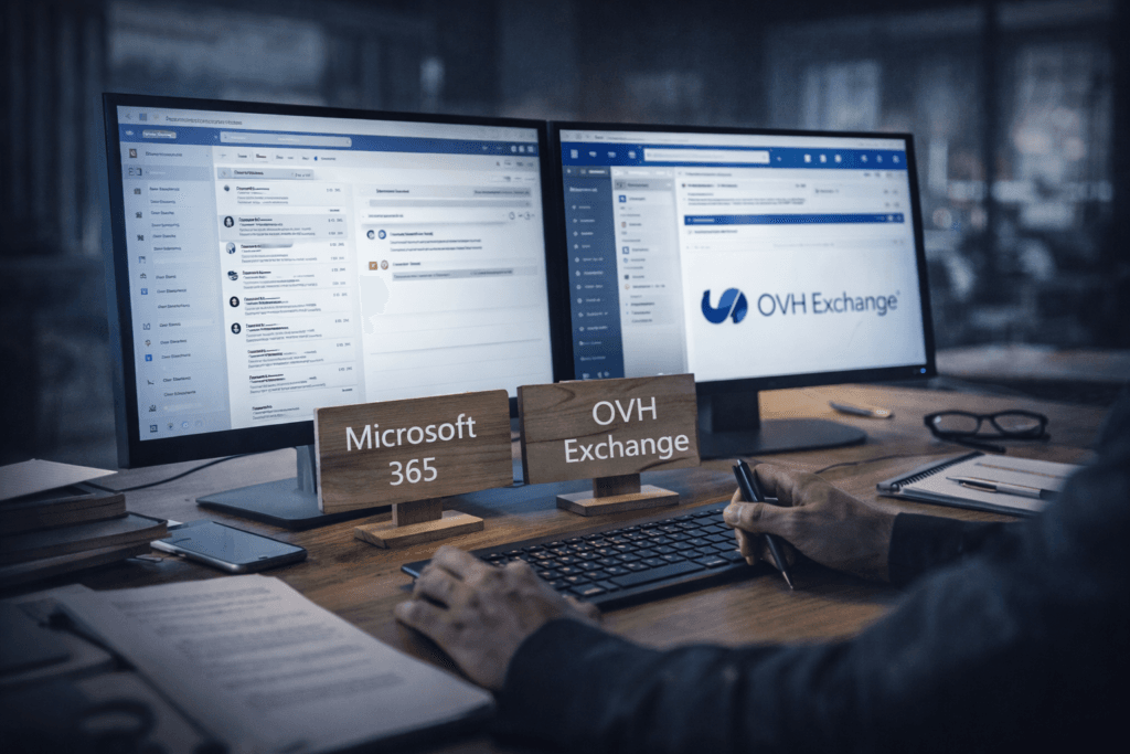 Image représentant la différence entre microsoft exchange et ovh exchange