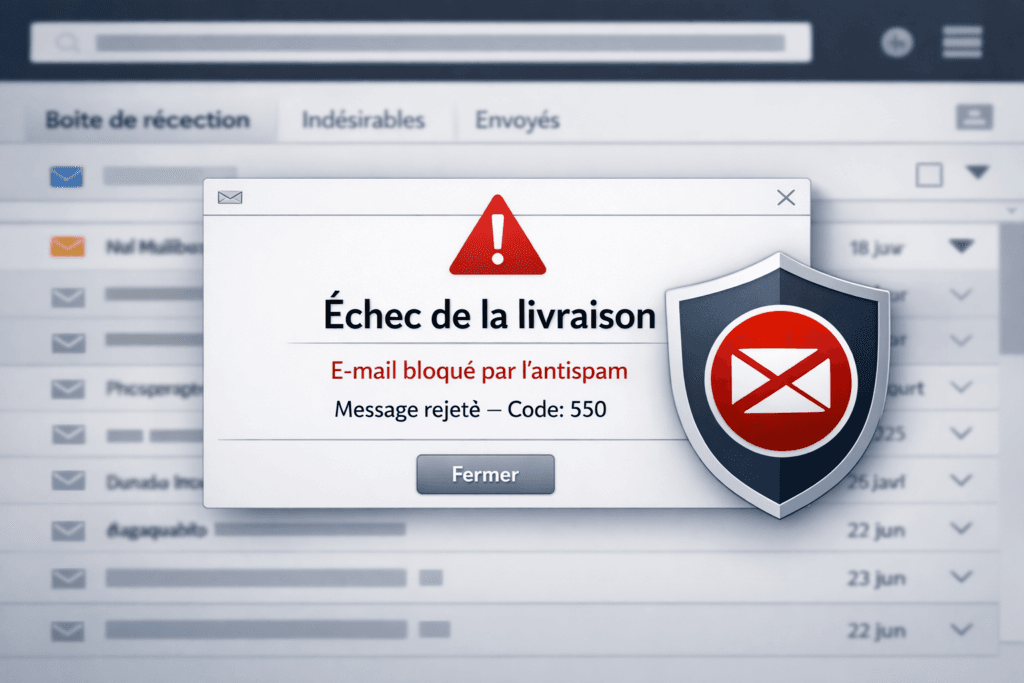 e-mail non remis spam sur messagerie professionnelle