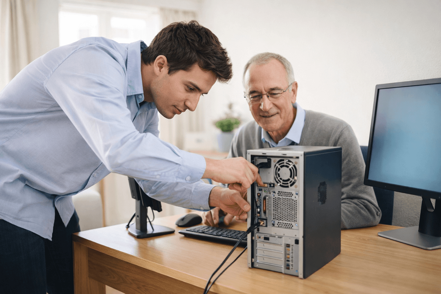 Technicien informatique intervenant à domicile dans le cadre d'un service informatique pour particuliers