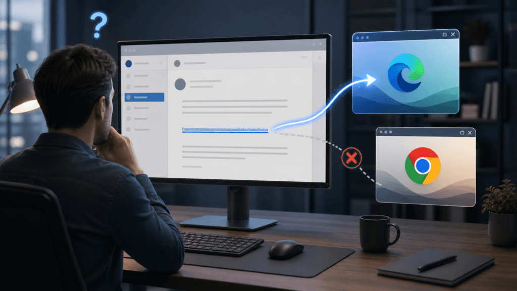 liens Outlook Edge Chrome navigateur par défaut